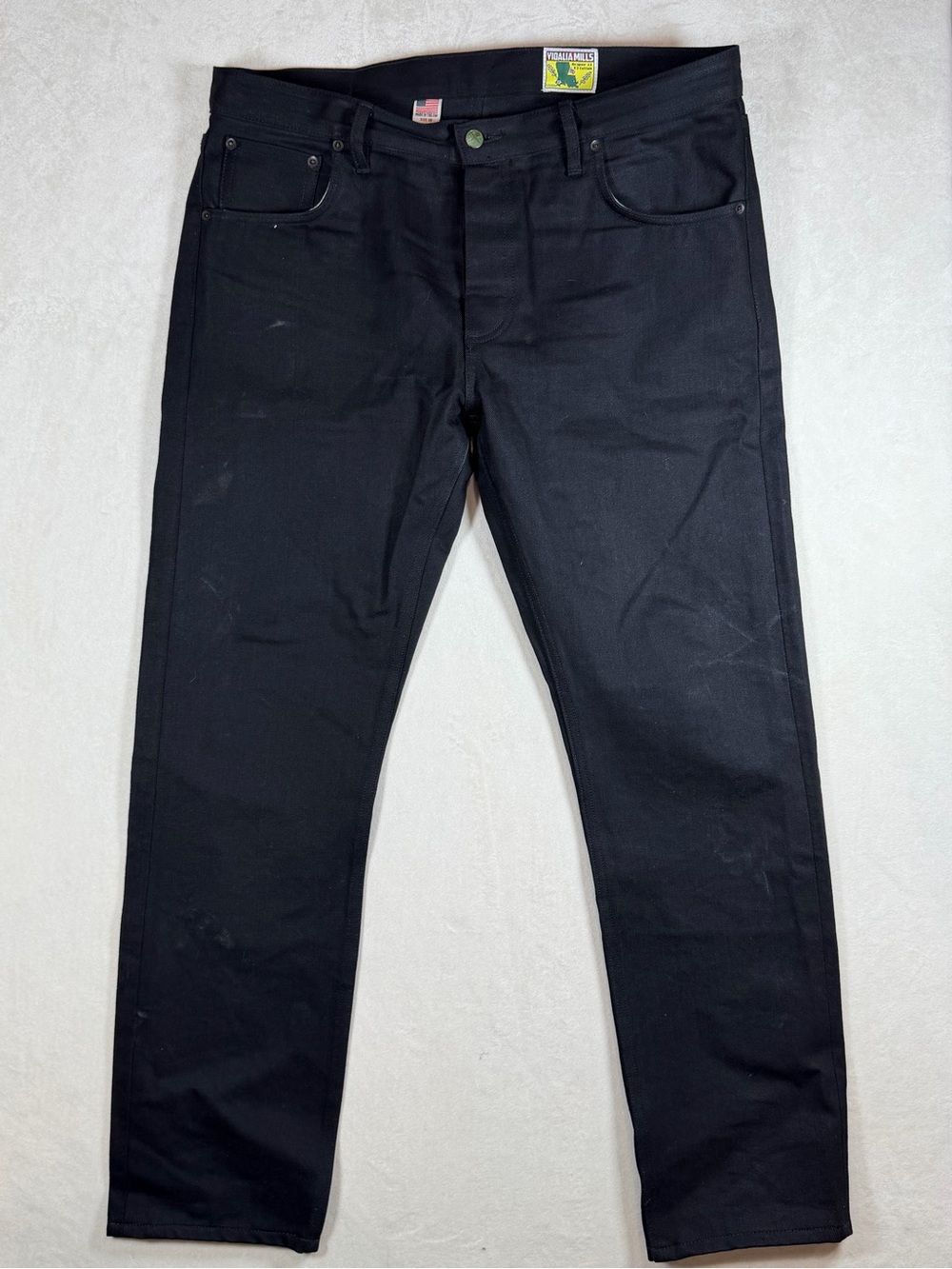 Left Field NYC 38W 31L Black Raw Denim Selvedge Vidalia Mills Straight Fit Pants